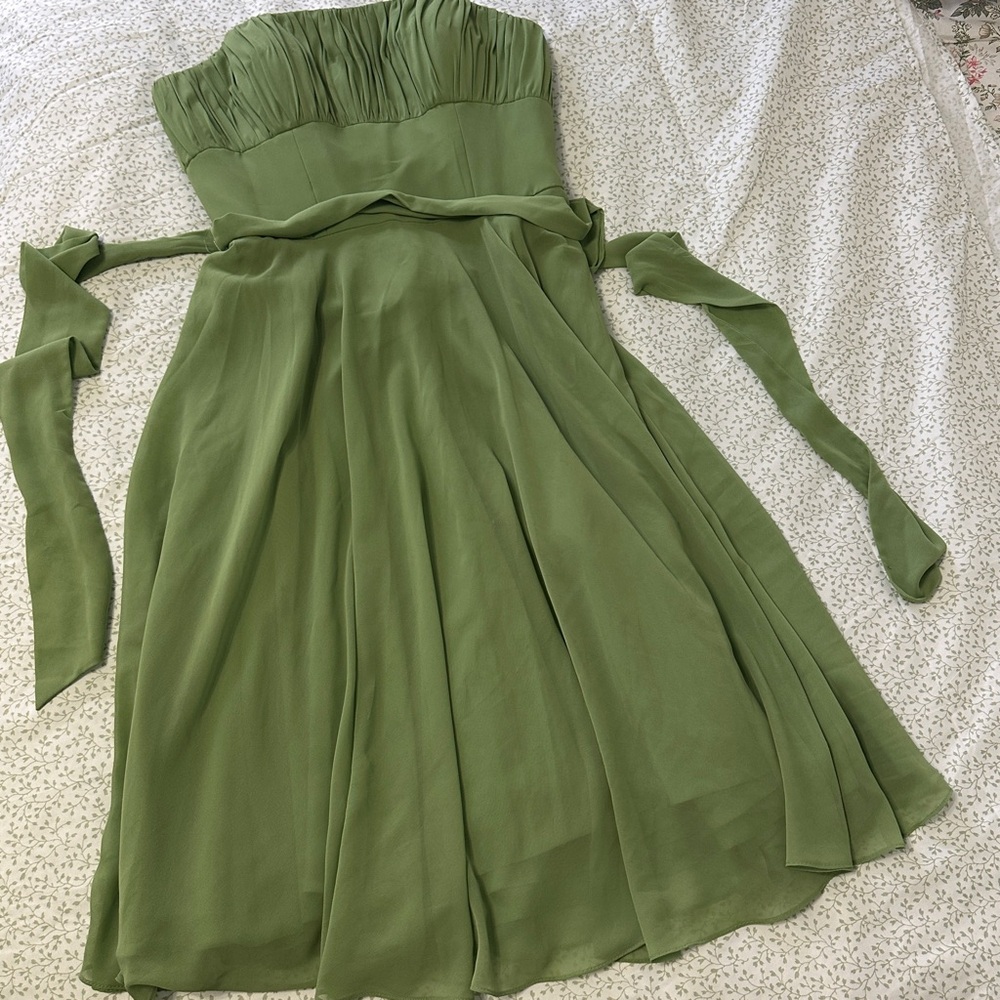 Morilee Green Boned Fit And Flare Strapless Sweetheart Dress | Size XS